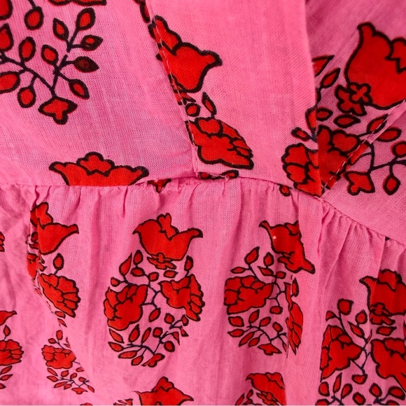 THML Selene Collared Flutter Sleeve Print Top in Pink SRT1775 - Picture 8 of 8